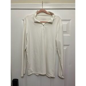 FIOBOC Turtleneck SmoothBlend White 1/4 Zip Mock Neck Size L Athleisure
